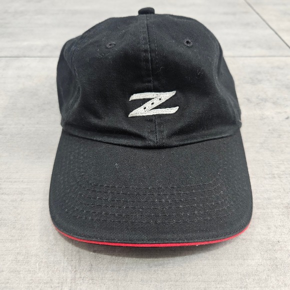 Vintage Nissan Z Sports Car Hat K-Products Black Red Adjustable Cap Made in USA